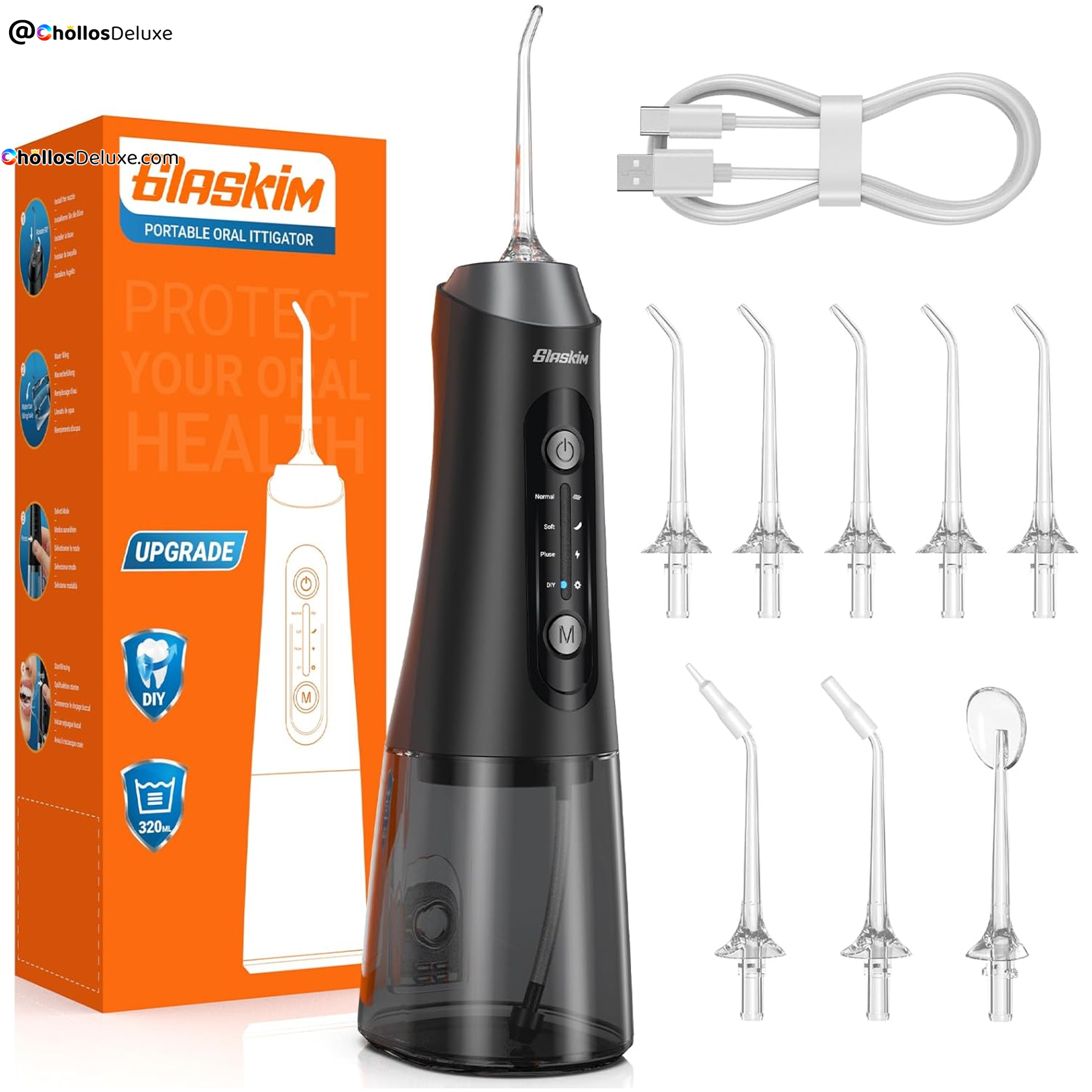 Hydropulsor Dental 320ml 4 Modos 8 Boquillas