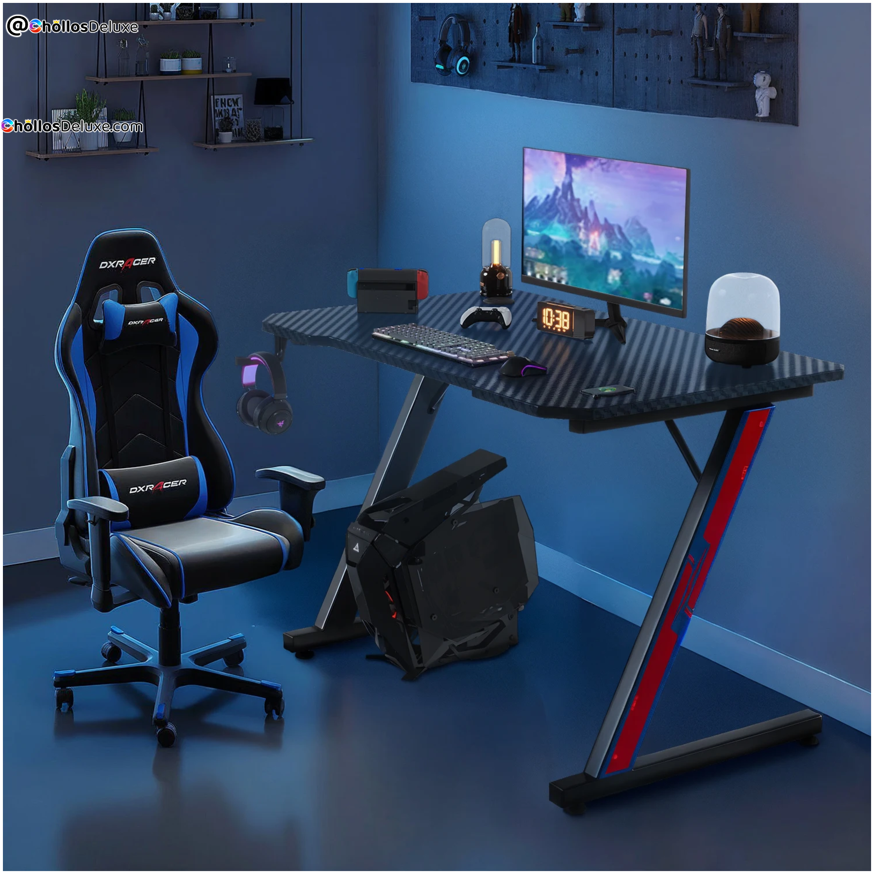 Escritorio Gaming 80x52cm de Fibra Carbono