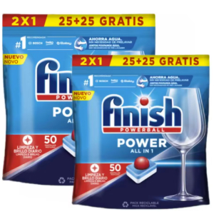 2x Finish Power All in 1, 50 Pastillas Lavavajillas