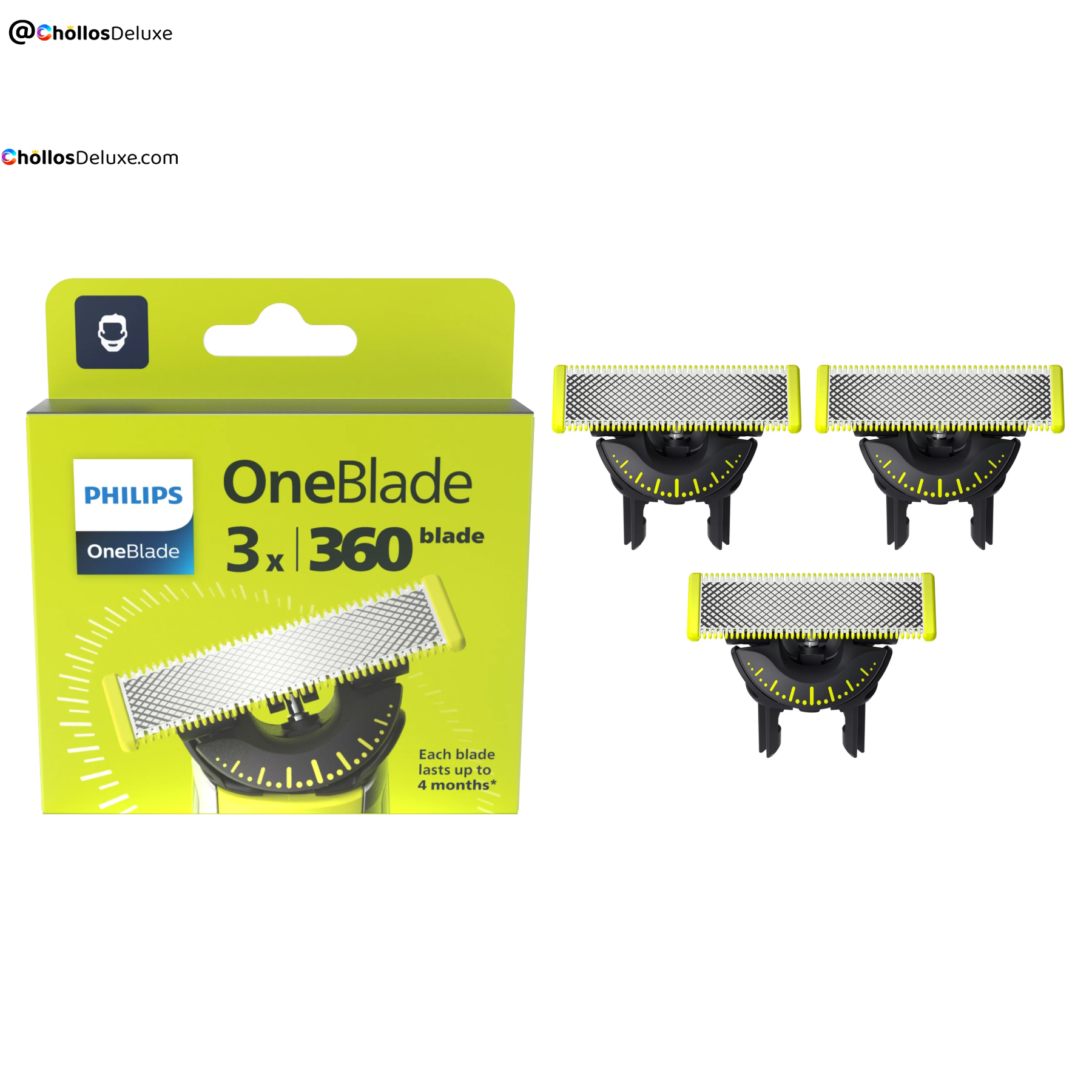 3x Philips OneBlade 360 Cuchillas Recambio