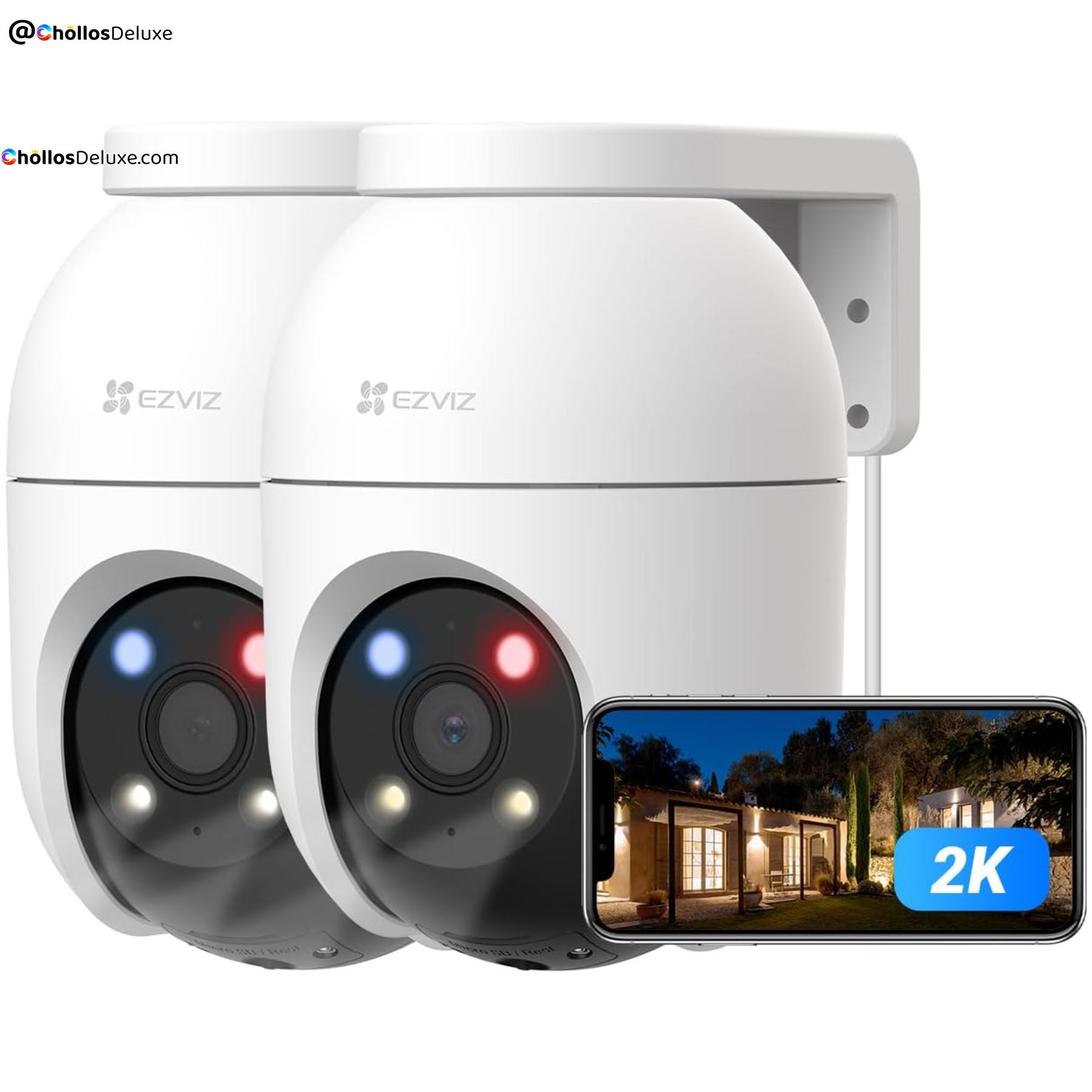 EZVIZ Cámara Vigilancia WiFi Exterior 2K 360° C8C 3MP 2 Unidades