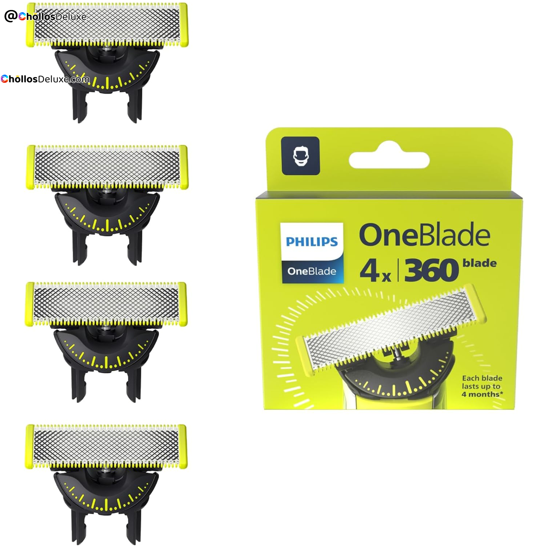 4x Philips OneBlade Original 360 Cuchillas