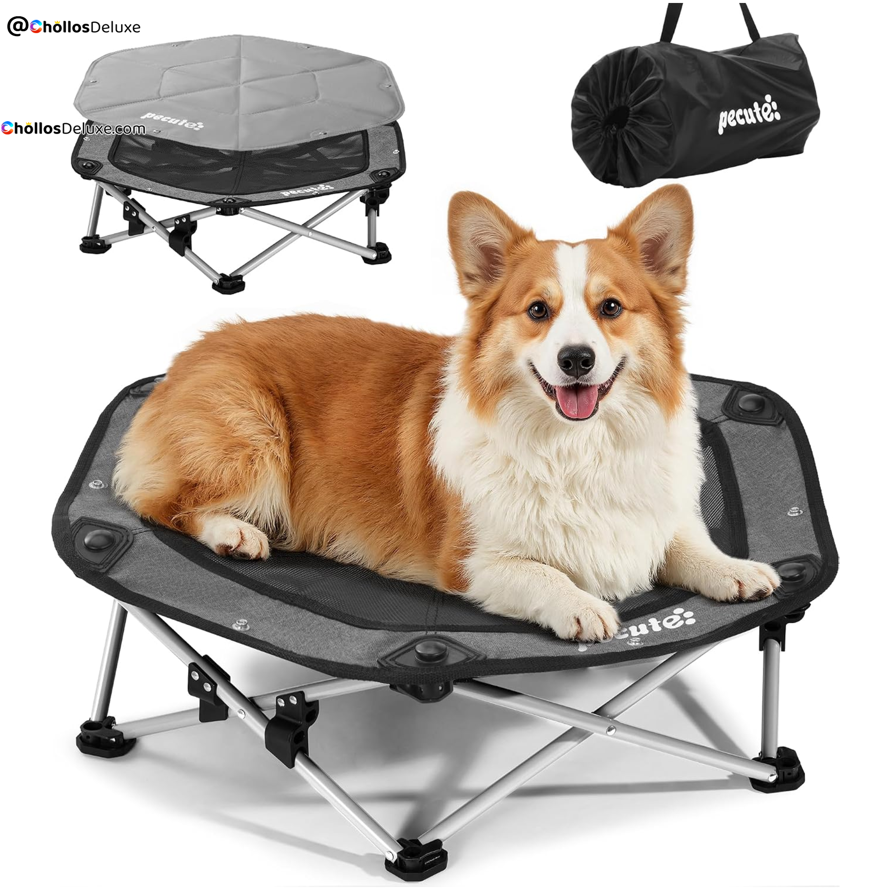 Pecute Cama Elevada para Perros 75x75cm