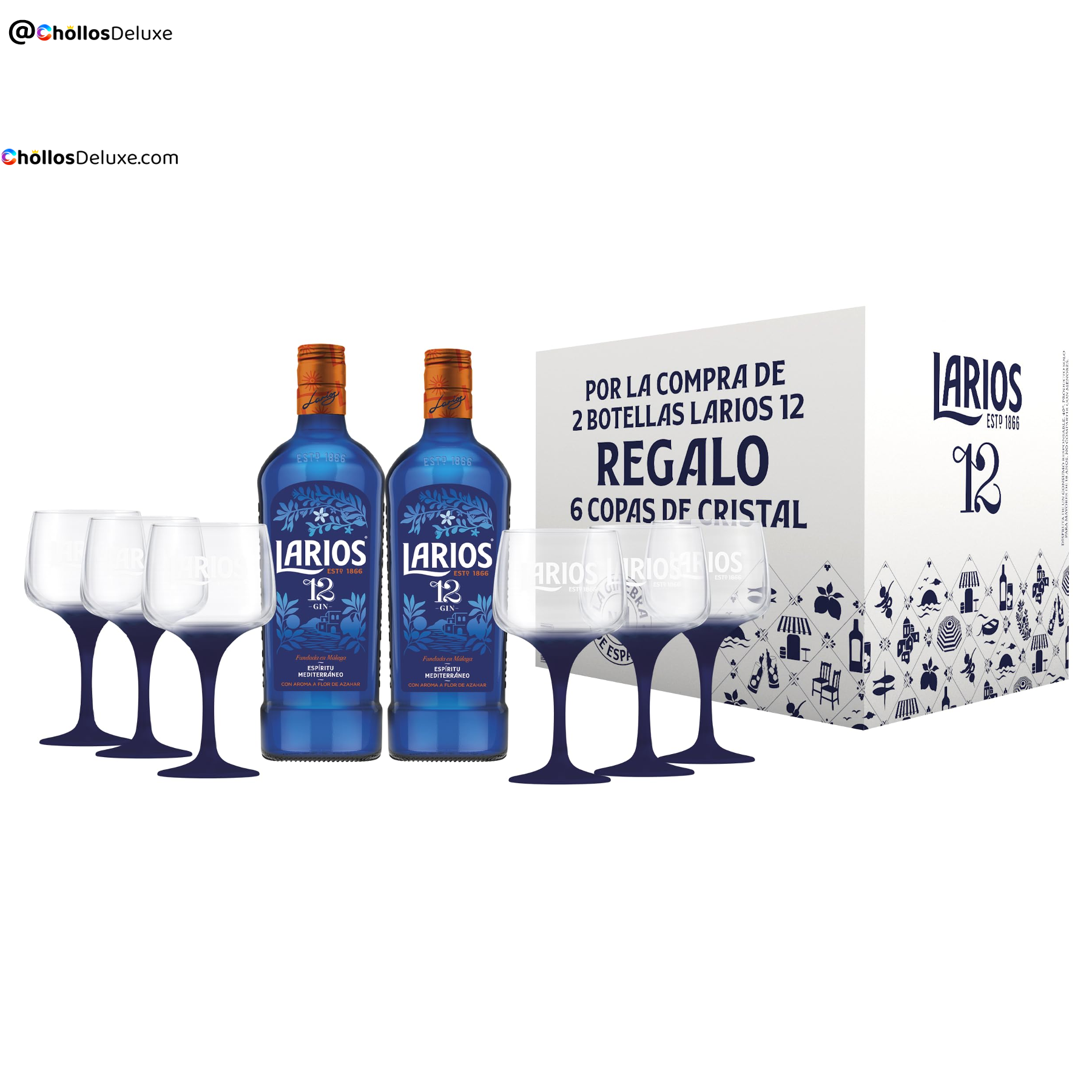 2x Larios 12 Ginebra 70cl + 6 Copas