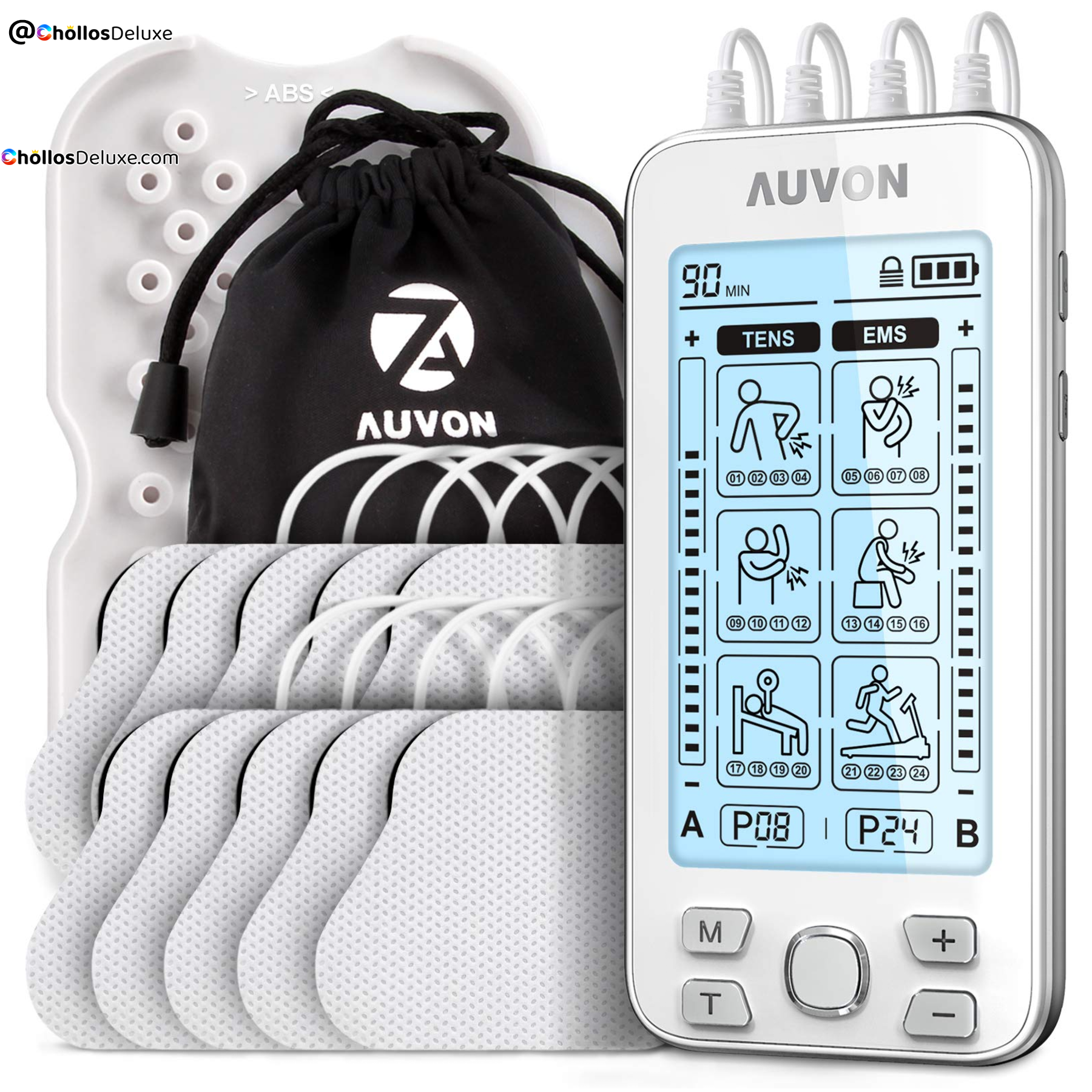 Auvon Electroestimulador TENS EMS 10 Electrodos