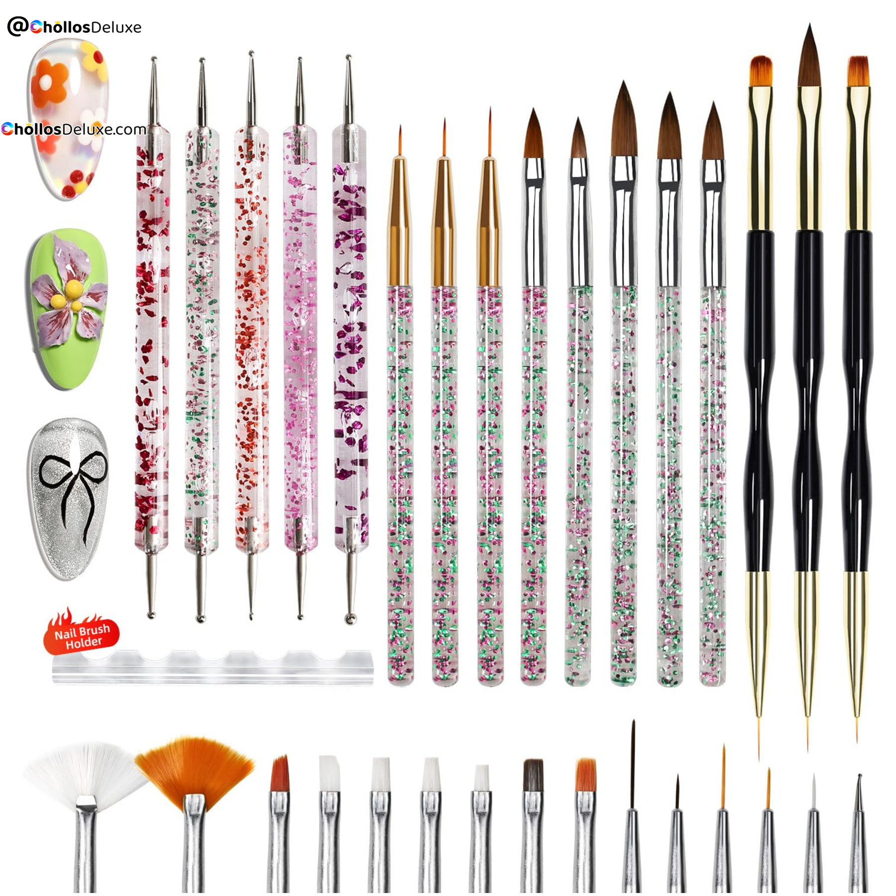 Set de 32 Pinceles para Uñas con Soporte