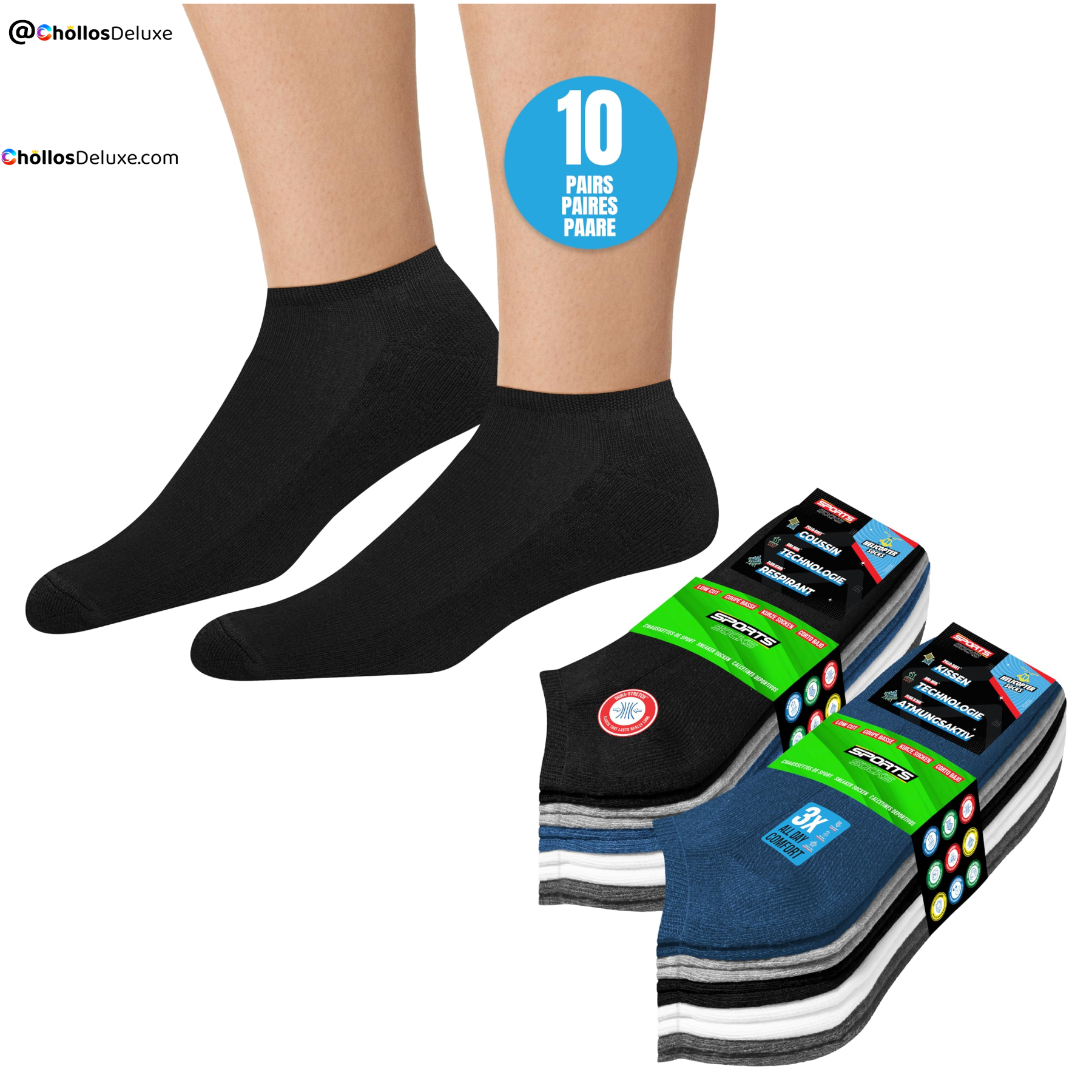 10 Pares Calcetines Tobilleros Unisex