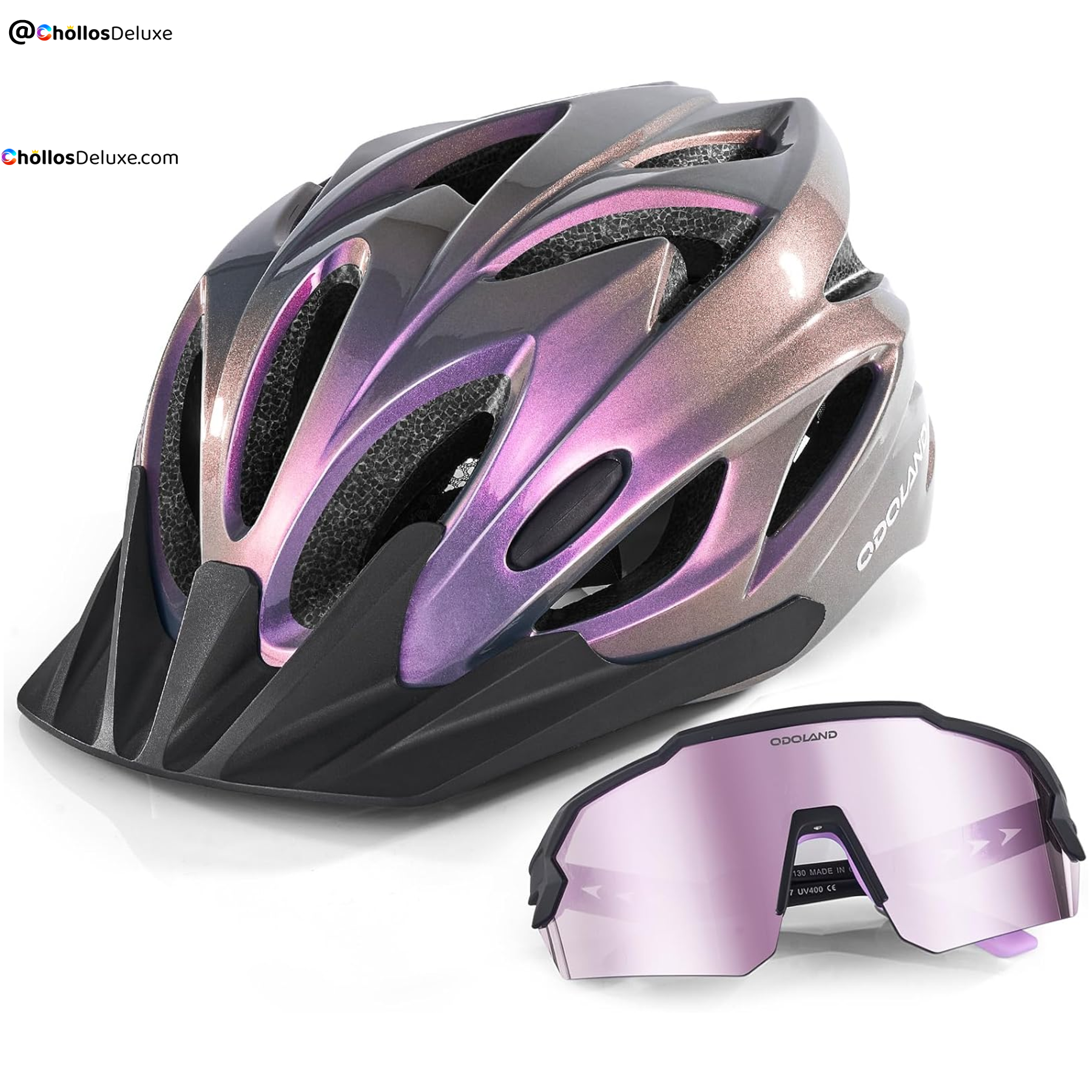 Odoland Flash Casco de Bicicleta con Gafas