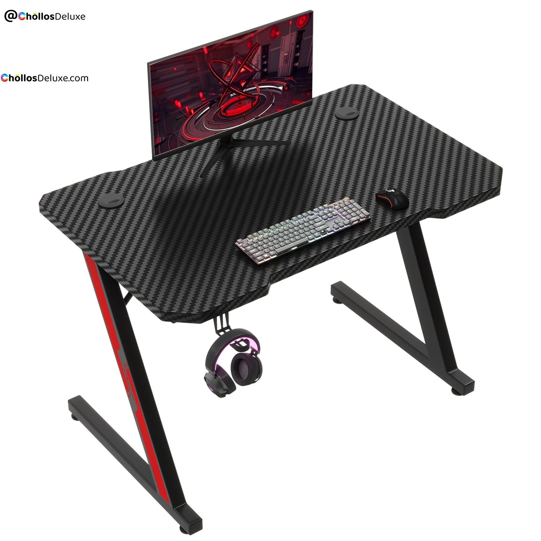 Mesa Gaming 80x52cm con Gancho para Auriculares