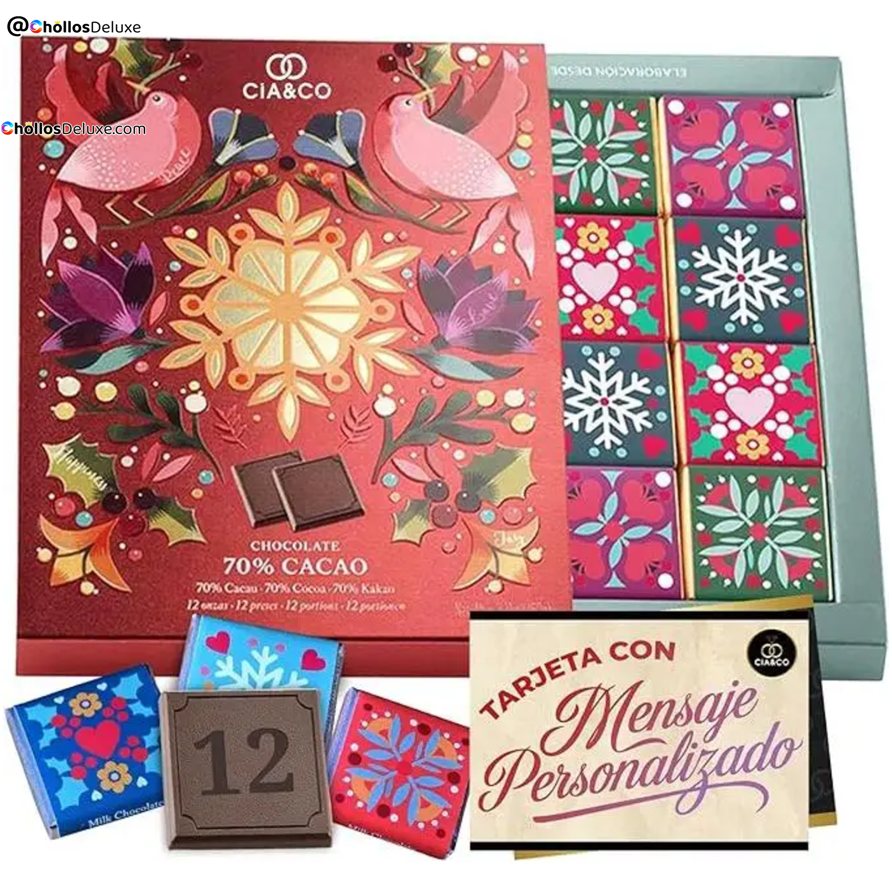 Cia&Co Caja Regalo 12 Chocolatinas 70% Cacao