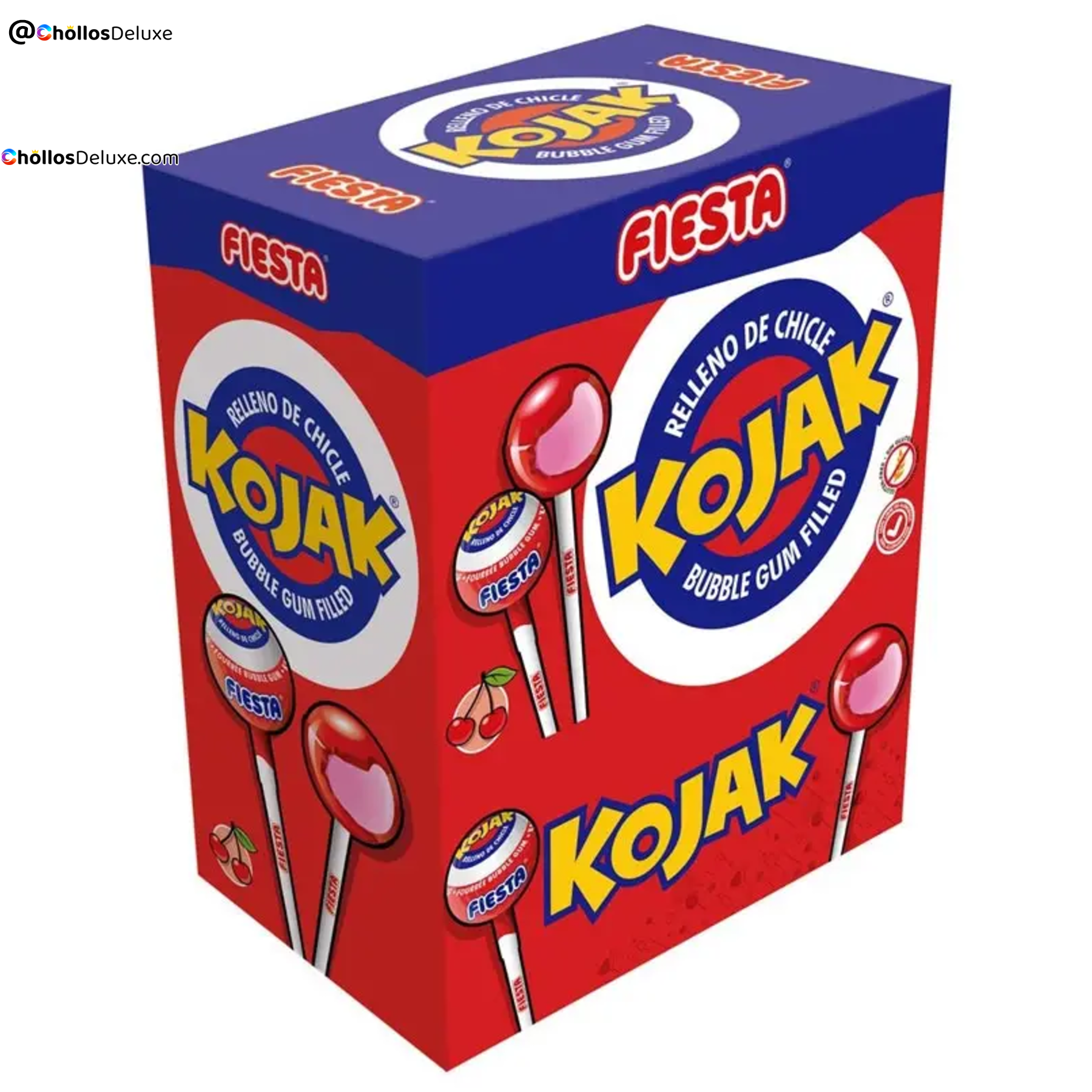 Fiesta Kojak Piruletas de Cereza 100 Unidades