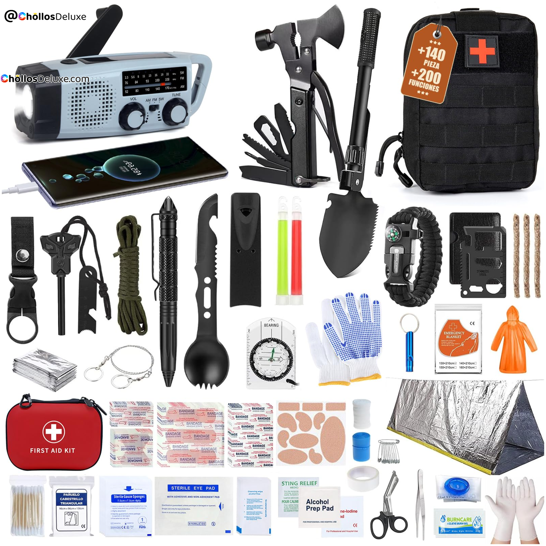Kit de Supervivencia 140 Piezas con Radio