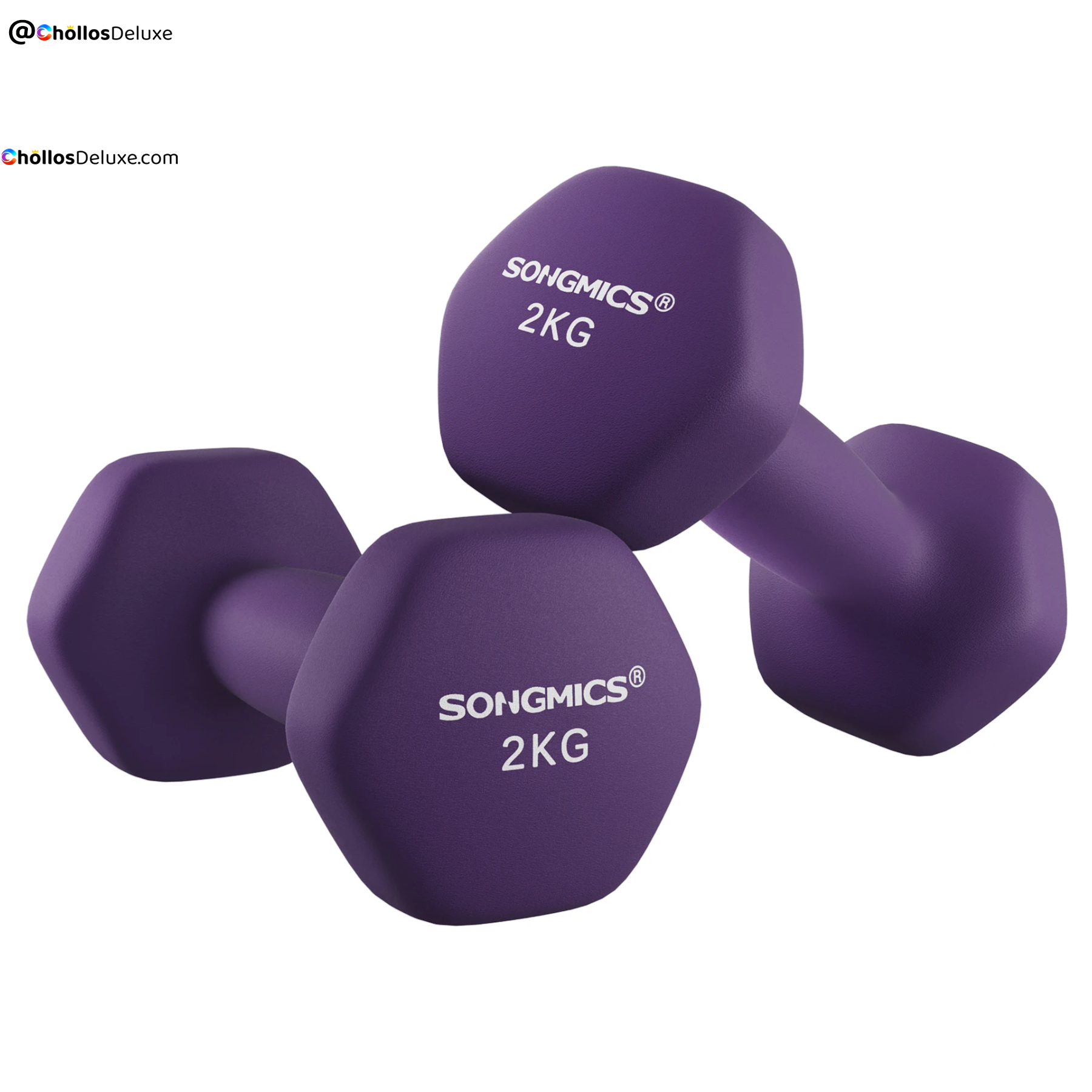 Songmics Mancuernas Hexagonales de Neopreno Violeta
