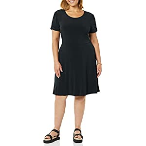 Amazon Essentials Vestido Recto con Cuello Redondo y Manga Corta Fruncida (Disponible en Tallas Gran
