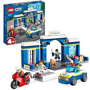 Lego City Persecución en la Comisaría de Policía con Cárcel, Moto y Coche de Juguete