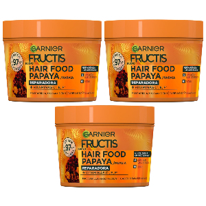 3x Garnier Fructis Hair Food Papaya 400ml